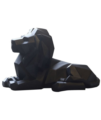 Statue Lion Origami  Couché Noir une grave pollution 