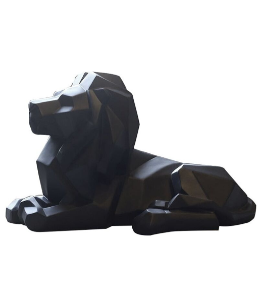 Statue Lion Origami  Couché Noir une grave pollution 