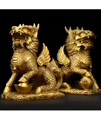 Statue Lion  Chinois d'Or la livraison gratuite