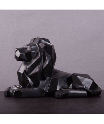 Statue Lion Origami  Couché Noir une grave pollution 