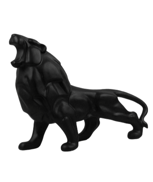 Statue Lion  En Résine Noire la livraison gratuite