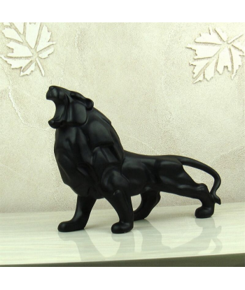 Statue Lion  En Résine Noire la livraison gratuite