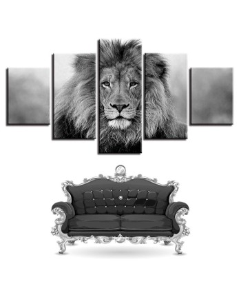 Tableau Lion Noir Et Blanc 5 Pièces votre