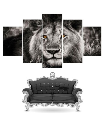 Tableau Lion Noir et Blanc Yeux Vifs le concept de la Pate a emporter 