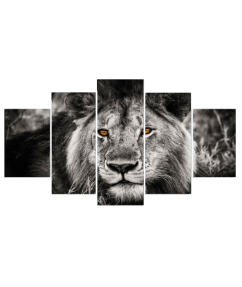 Tableau Lion Noir et Blanc Yeux Vifs le concept de la Pate a emporter 