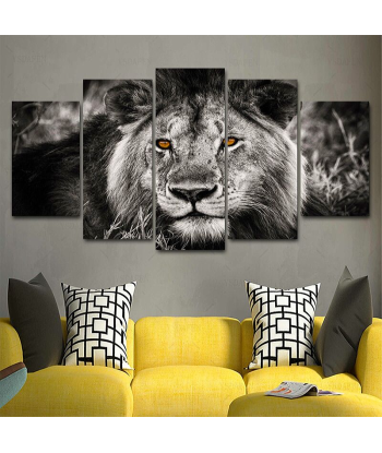 Tableau Lion Noir et Blanc Yeux Vifs le concept de la Pate a emporter 