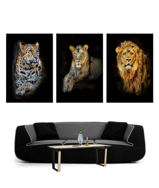 Tableaux Lion Lionne Jaguar en linge