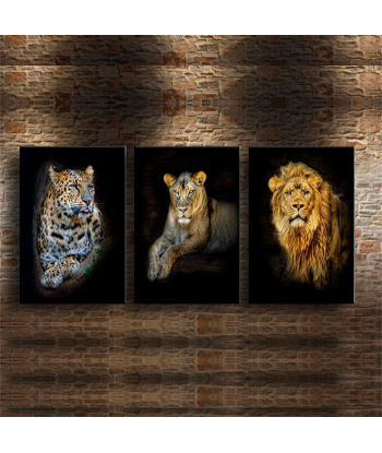 Tableaux Lion Lionne Jaguar en linge