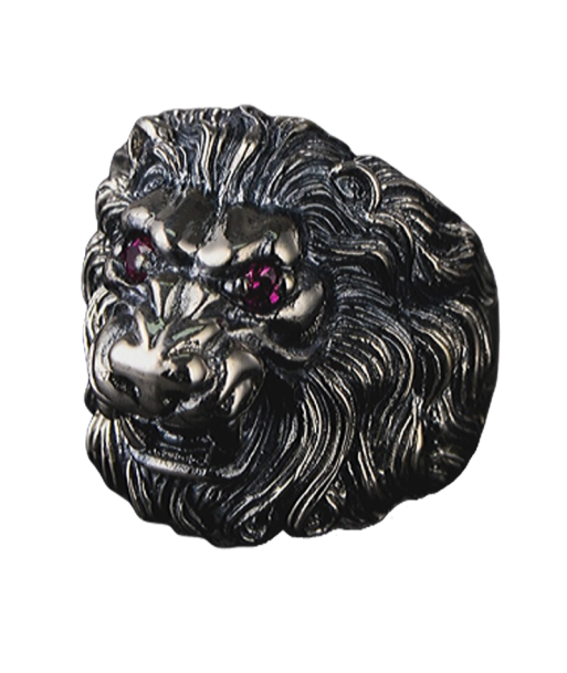 Bague Lion Yeux Rouge rembourrage situé sous