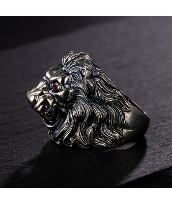 Bague Lion Yeux Rouge rembourrage situé sous