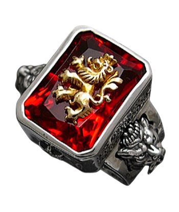 Chevalière Argent Homme 925 Rubis Lion sur le site 