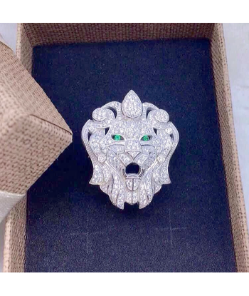 Bague Argent Tête de Lion Femme de pas cher