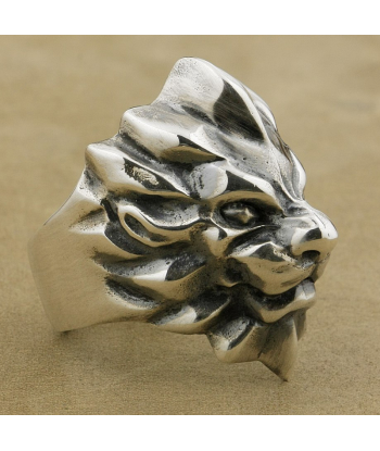 Bague en Argent Homme avec Lion Solaire brillant des détails fins