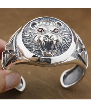 Bague en Argent avec Rubis Rouge Tête de Lion Jusqu'à 80% De Réduction