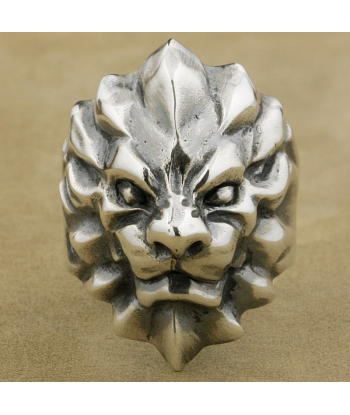 Bague en Argent Homme avec Lion Solaire brillant des détails fins