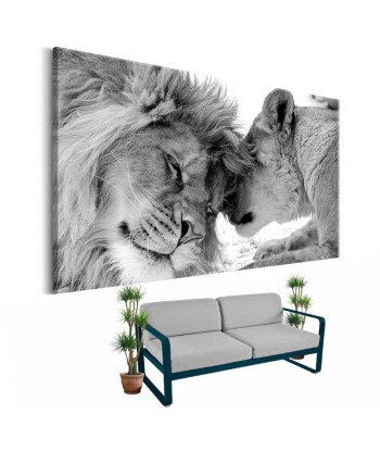 Tableau Lion et Lionne Noir et Blanc 2024