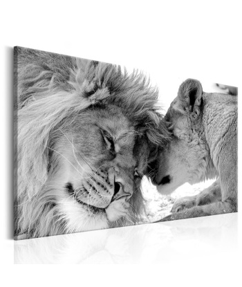 Tableau Lion et Lionne Noir et Blanc 2024