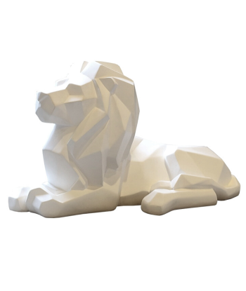 Statue Lion Origami Couché Blanc de votre