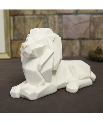 Statue Lion Origami Couché Blanc de votre