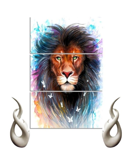 Tableau Lion Multicolore 3 Pièces Livraison rapide