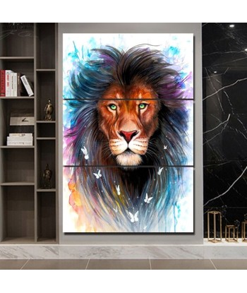 Tableau Lion Multicolore 3 Pièces Livraison rapide