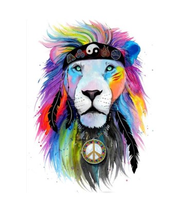 Tableau Lion Hippie pas cheres