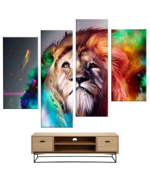 Tableau Lion Couleur 4 Pièces Profitez des Offres !