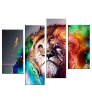 Tableau Lion Couleur 4 Pièces Profitez des Offres !