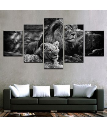 Tableau 5 Panneaux Lion Lionne 2024