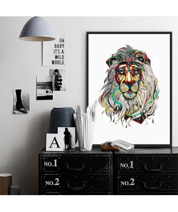 Tableau Lion Hippie basket pas cher