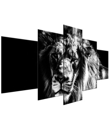 Grand Tableau Lion Noir et Blanc Pour