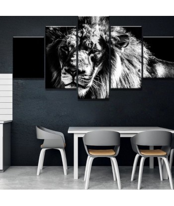 Grand Tableau Lion Noir et Blanc Pour