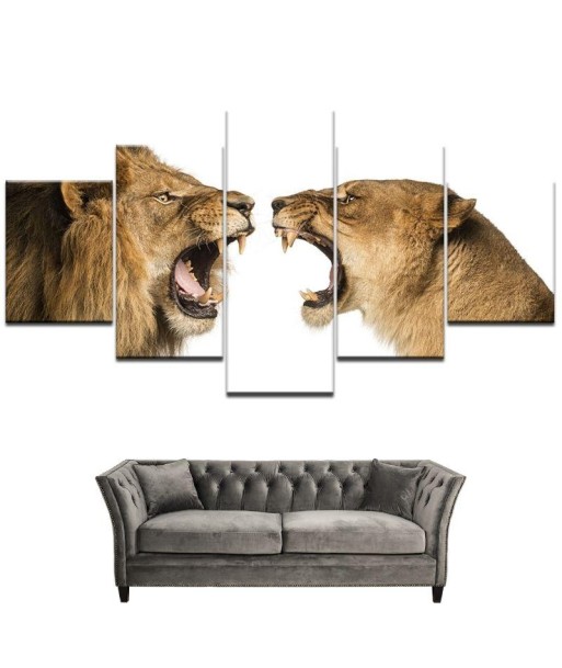 Tableau Lion et Lionne Combat destockage