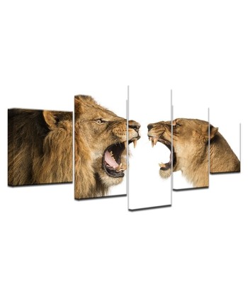 Tableau Lion et Lionne Combat destockage