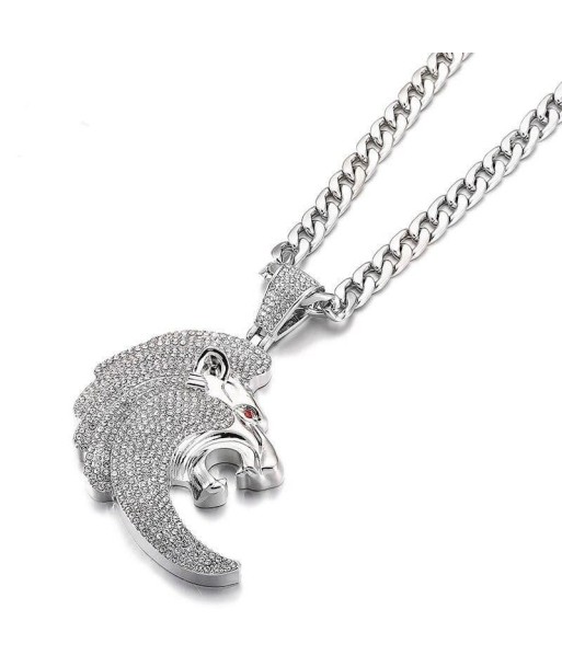 Collier Lion Bling Bling Argent basket pas cher