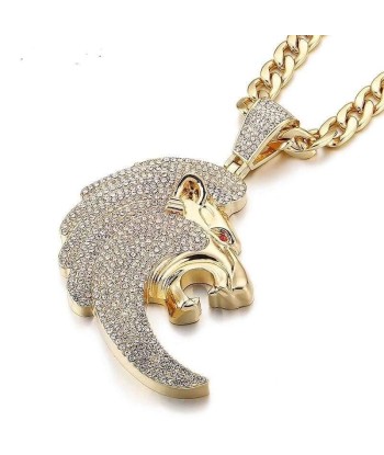 Collier Lion Bling Bling Or la livraison gratuite