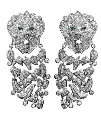 Boucle d'Oreille Lion Argent en linge