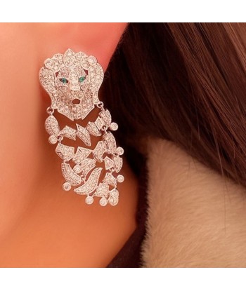 Boucle d'Oreille Lion Argent en linge